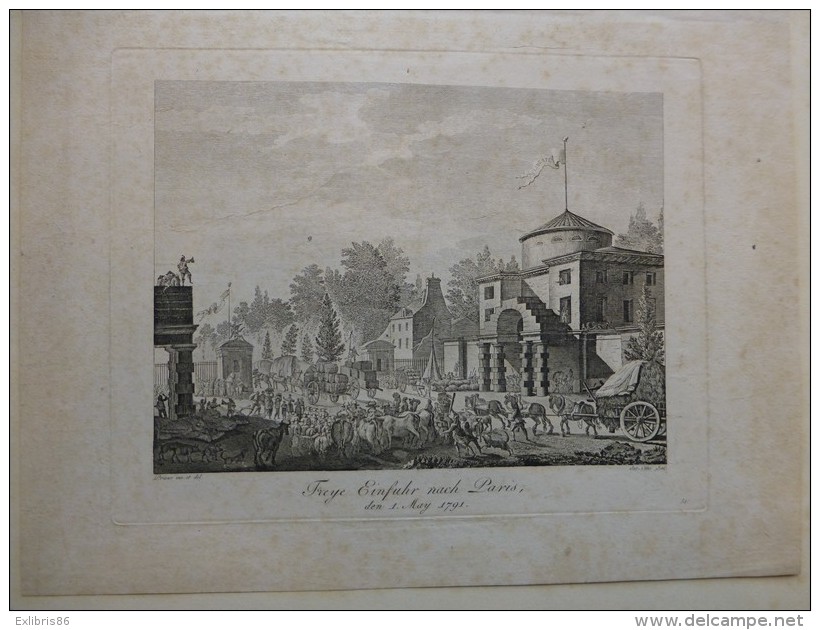 Vieux Paris, Eau-forte ORIGINALE XIX Légende En Allemand Freye Einfuhr Nach Paris, Ref 271, Barrière Du MAINE - Estampes & Gravures