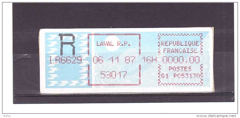 Vignette Type Carrier (laval R.P) 20  25/02 - 1985 « Carrier » Papier