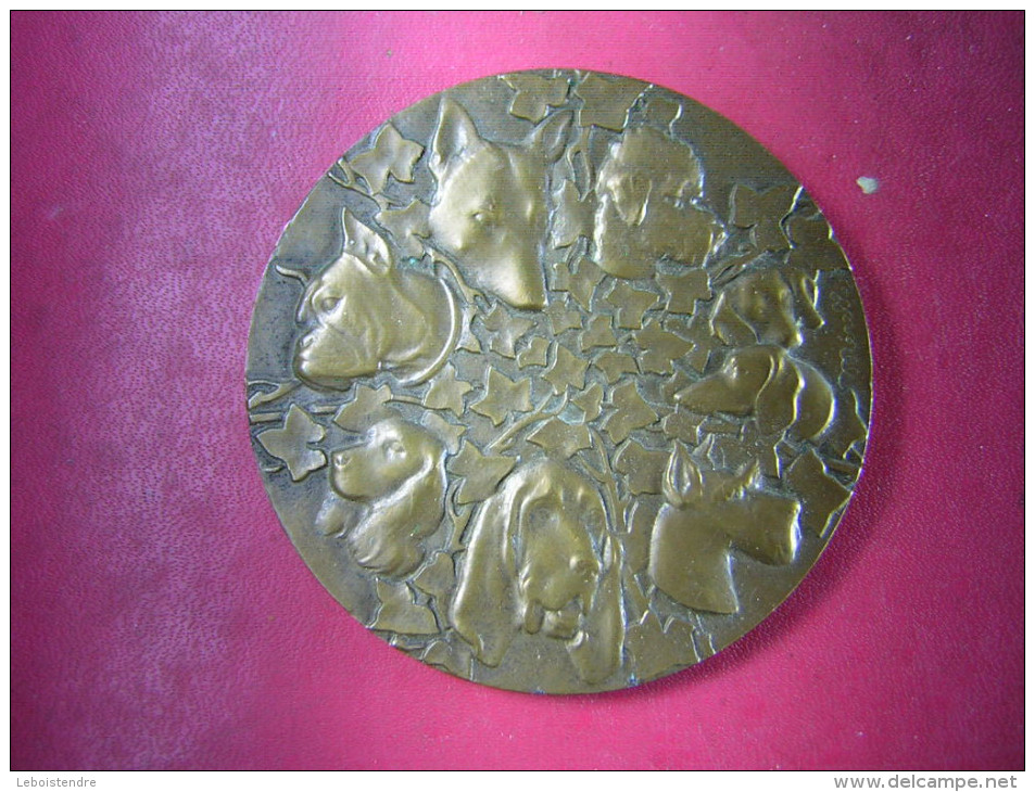 BELLE MEDAILLE BRONZE  150 GRAMMES    SIGNEE MERELLE    8  TETES DE CHIEN  COCKER  BOXER CANICHE ,ETC - Other & Unclassified