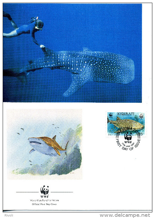 KIRIBATI 35C - 1991 - MAMMIPHERES MARINS REQUIN BALEINE - FDC + CARTE - Briefe U. Dokumente