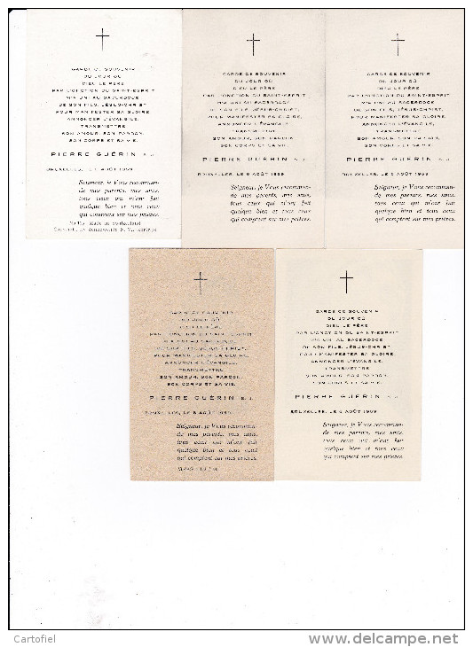 PIERRE GUERIN-PRETRE-ORDINATION-SACERDOCALE-BRUXELLES-6-8-1959-ROMSEE-VOTTEM-FLERON-5 PIEUSES-DIFFERENTES-VOYEZ 3 SCANS - Images Religieuses