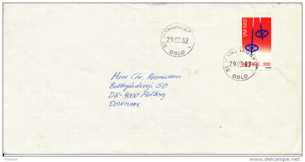 Norway Cover Sent To Denmark ST. Hanshaugen Oslo 29-3-1982 Single Stamp Skiing - Lettres & Documents
