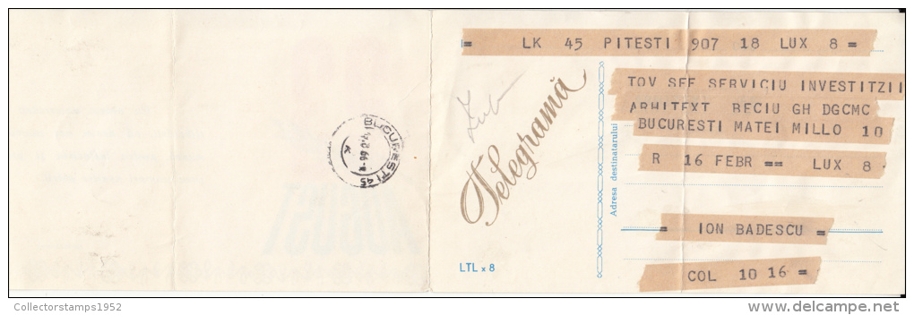 9708- SOCIALIST REPUBLIC´S DAY, TELEGRAMME, 1966, ROMANIA - Télégraphes