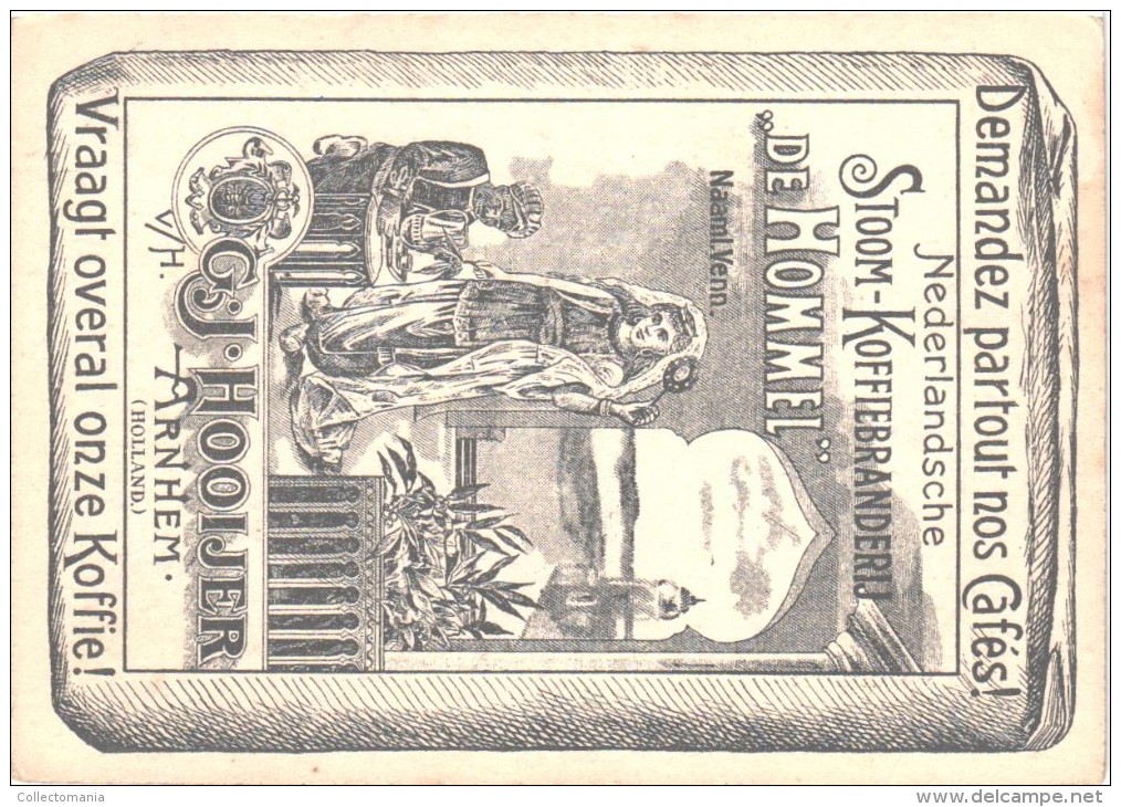 32 stuks DE HOMMEL anno 1910 pure chromo litho cm10x7,4 - Stoomfabriek koffie branderij ARNHEM  HOOIJER - GRUN =artist