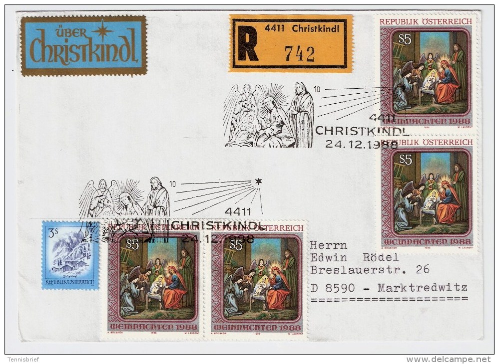 Österreich, Christkindl,  1988, Reco-Ausland-Brief , #1259 - Briefe U. Dokumente