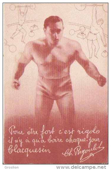 CHARLES RIGOULOT CARTE PUBLICITAIRE APERITIF  CLACQUESIN - Wrestling