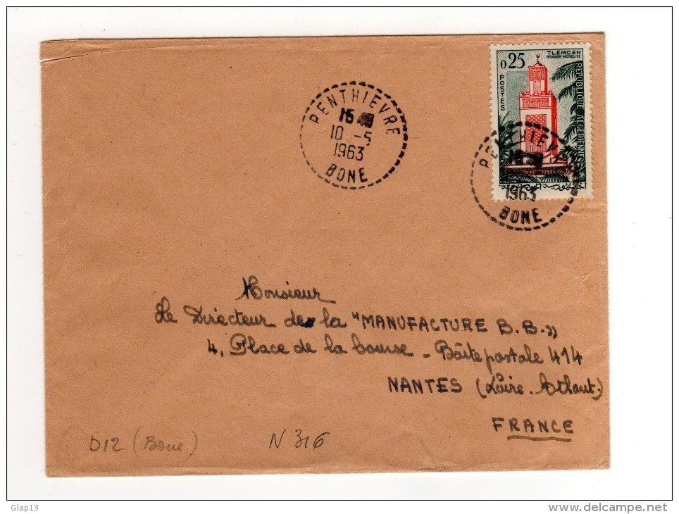 ENVELOPPE DE PENTHIEVRE POUR NANTES 10/05/1963 - Covers & Documents