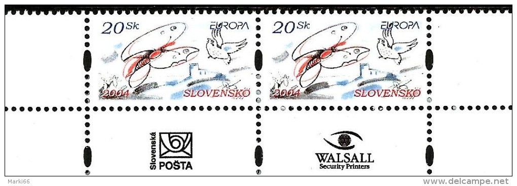 Slovakia - 2004 - Europa CEPT - Vacations - Mint Stamp Pair With Slovak Post And Printer's Logos - Ungebraucht