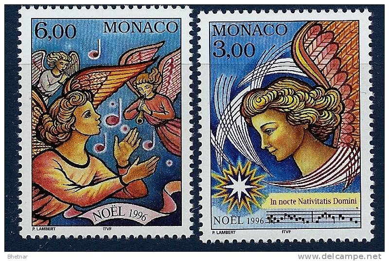 Monaco YT 2070 Et 2071 " Noël : Anges, 2 TP " 1996 Neuf ** - Unused Stamps