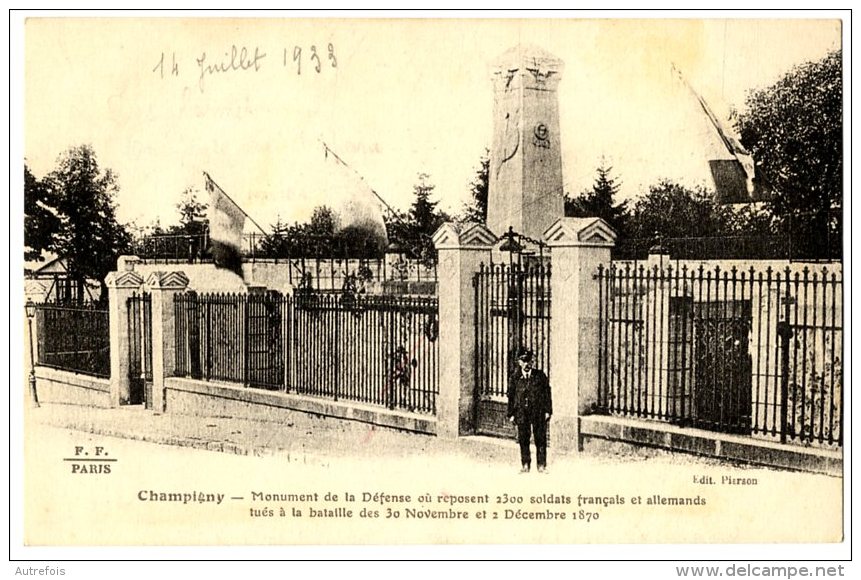 51 CHAMPIGNY MONUMENT DE LA DEFENSE OU REPOSENT 2300 SOLDATS FRANCAIS ET ALLEMANDS - Champigny