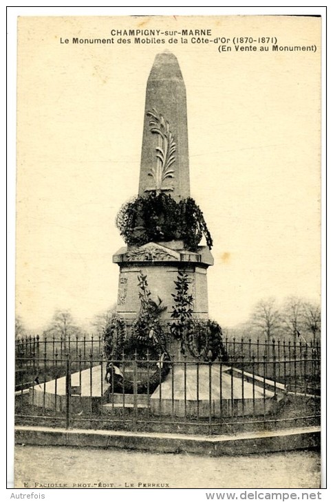 51 CHAMPIGNY LE MONUMENT DES MOBILES DE LA COTE D OR 1870 1871 - Champigny