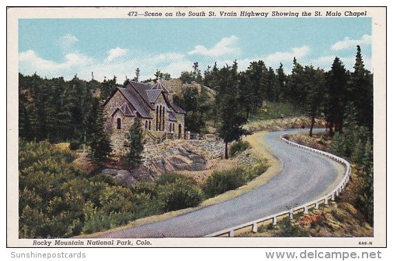 Scene On The South Saint Vrain Highway Showing The Saint Malo Chapel Rocky Mountain National Park Colorado - Rocky Mountains