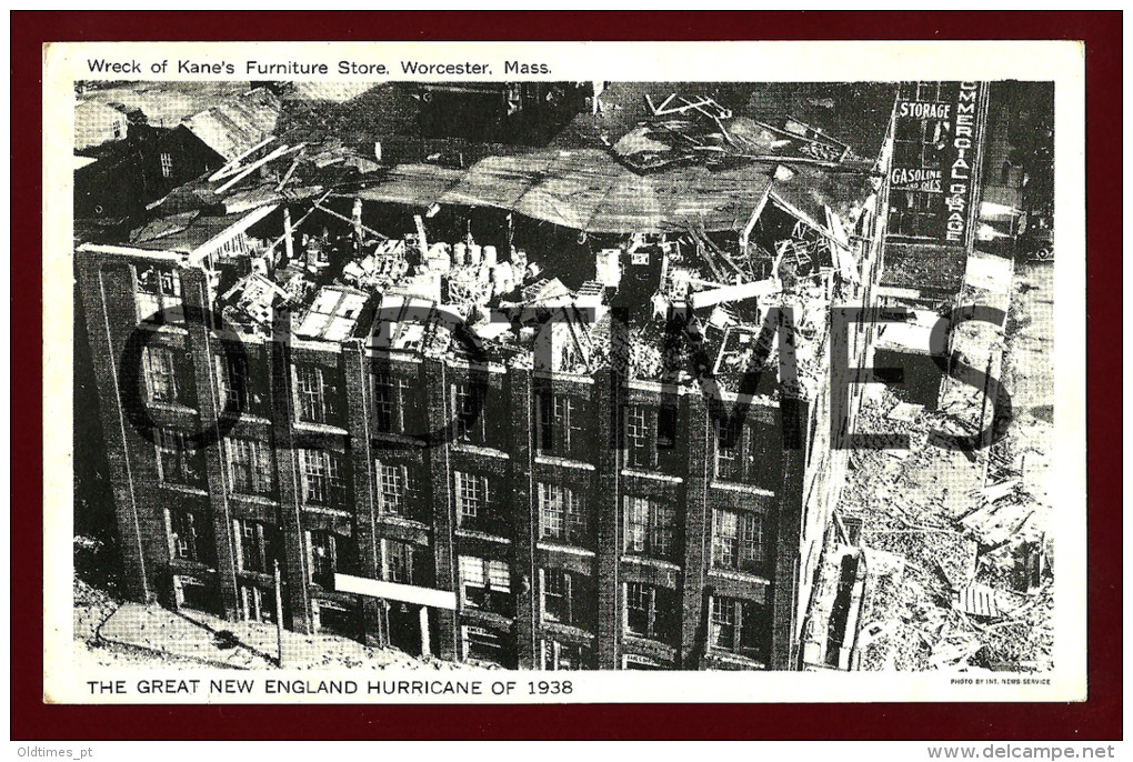MASSACHUSETTS - WORCESTER - NEW ENGLAND HURRICANE - WRECK OF KANE'S STORE - 1938 PC - Worcester