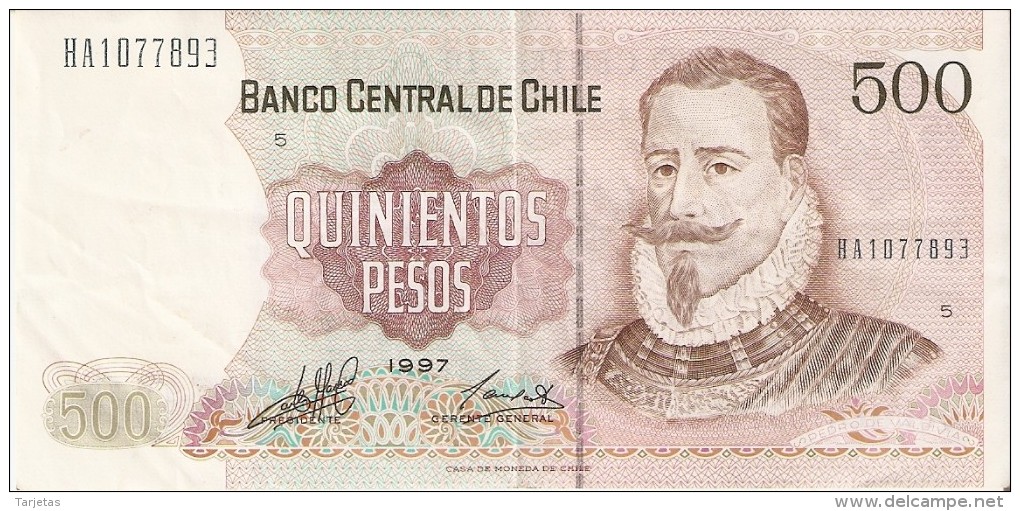 BILLETE DE CHILE DE 500 PESOS  DEL AÑO 1997  (BANKNOTE) - Chile