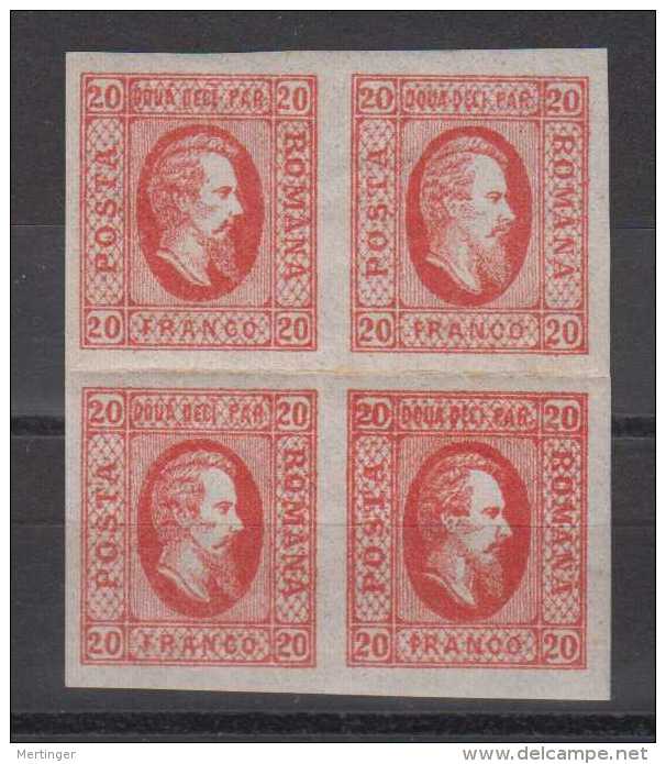 Rumänien Romania Mi# 13x * + ** Block Of 4  Signed Pfenniger - 1858-1880 Fürstentum Moldau