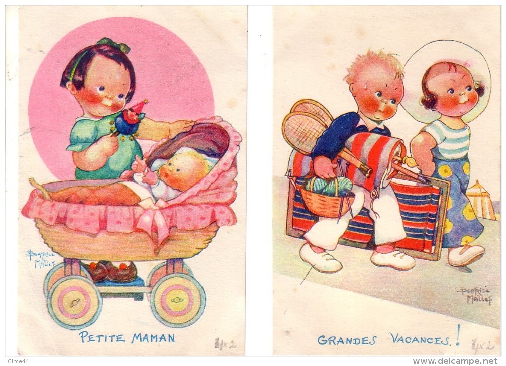 LOT.ILLUSTRATEUR BEATRICE MALLET.ENFANTS.PETITE MAMAN.GRANDES VACANCES.COMITE ENFANCE. - Mallet, B.