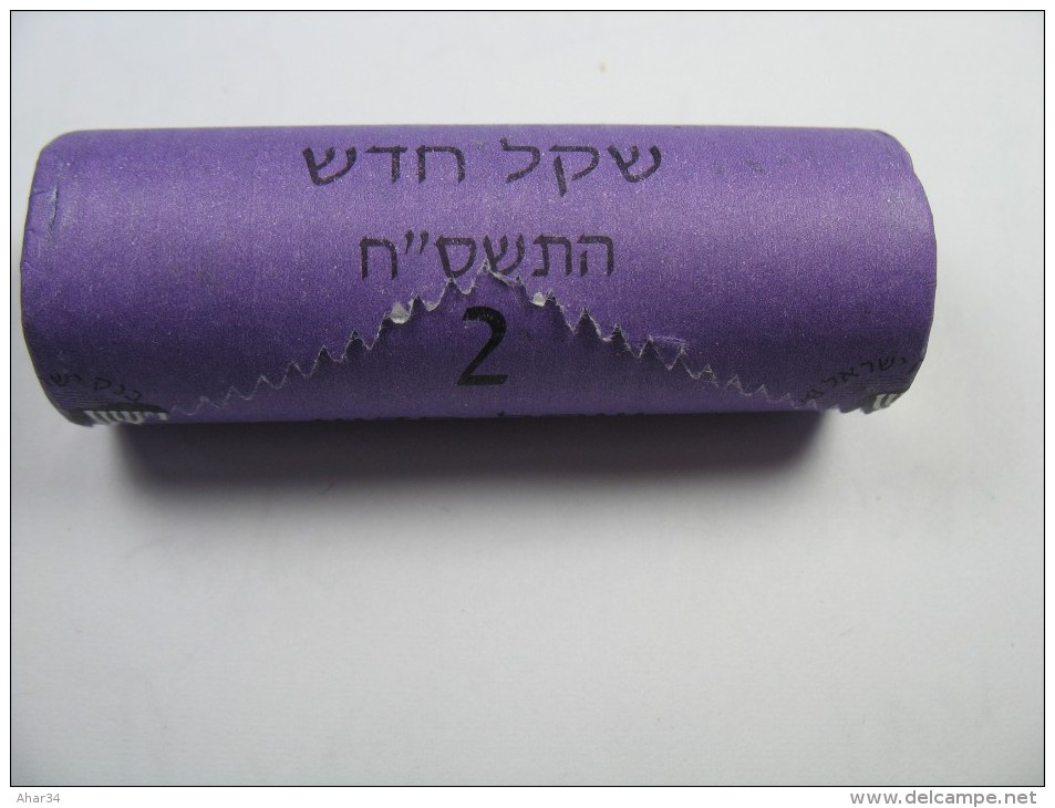 ISRAEL LOT 25 UNC COINS IN ROLL . 2 NEW SHEQEL 2008 LOT 35 NUMBER 1 . FROM CENTRAL BANK OF ISRAEL.