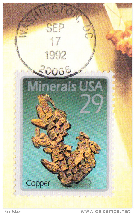 3 First  Day Of Issue Postcards : MINERALS USA 29C - 1992 - Copper, Azurite & Wulfenite - Washington D.C. - Marcofilie