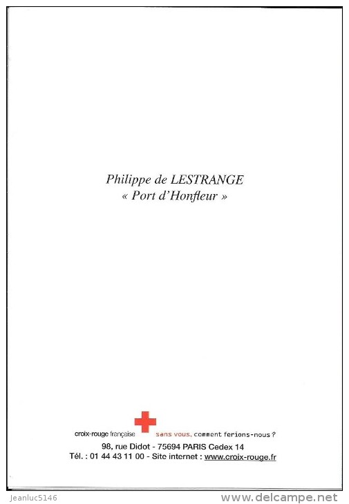 Philippe De Lestrange. "Port D´Honfleur". Carte Double Croix Rouge Française. - Malerei & Gemälde