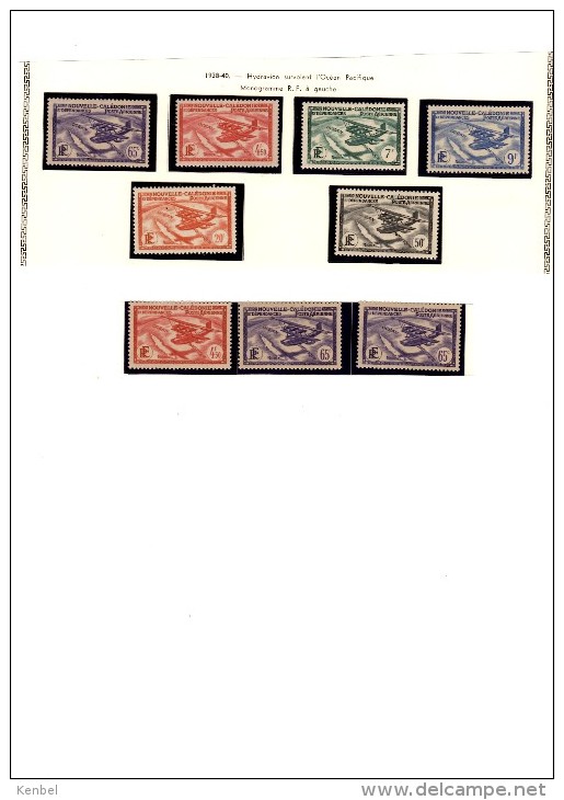 Hydravions 1938 Survolant L´océan  Pacifique. Monogramme RF. Beaux Timbres Neufs. - Neufs