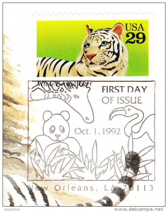 BENGAL TIGER  - First  Day Of Issue Postcard, 1992 USA - 29C Stamp - Tiger