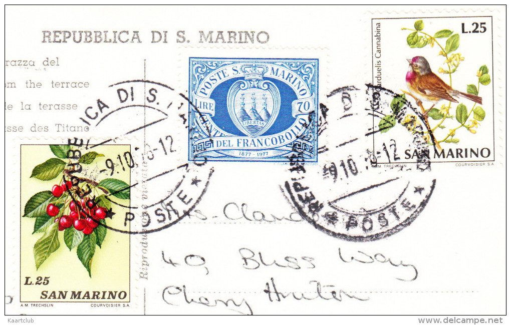 Palazzo Del Governo Dalla Terrazza Del Ristorante ´Titano´ - San Marino 1978 - 3 Stamps - San Marino