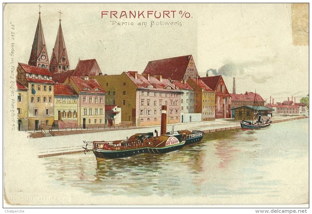 FRANCFORT SUR ODER  FRANKFURT A / O PARTIE AM BOLLWERK BATEAU A AUBE  NR 247 FRANZ KOHLER ECRITE CIRCULEE TP ALLEMAND - Frankfurt A. D. Oder