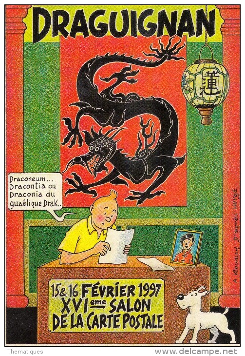 Thématiques Tintin Et Milou Bande Dessinée Illustrateur Différents Salon De La Carte Postale Draguignan 15 & 16 02 1997 - Fumetti