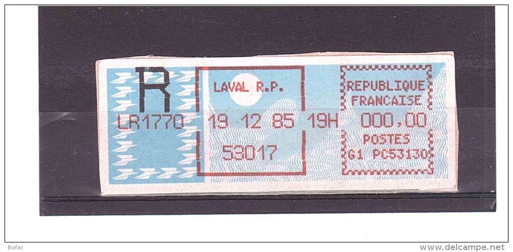 Vignette Type Papier Carrier  (laval R.P) 6  25/01 - 1985 Papier « Carrier »