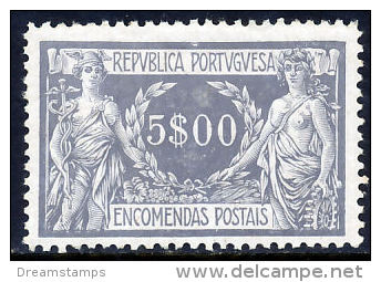 !										■■■■■ds■■ Portugal Parcel Post 1920 AF#16* "Commerce" 5$00 CV €102,00 (x5934) - Nuovi