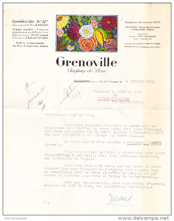 YT N°272 Sur Lettre "parfums Grenoville" à Asnières, Pour Chalon-sur-Saône - Covers & Documents