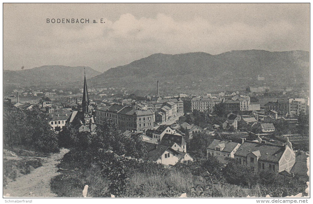 AK Tetschen Bodenbach Decin Podmokly Altstadt Kirche Blick Von Biela Bela ? A Rosawitz Herbstwiese Böhmische Schweiz - Sudeten