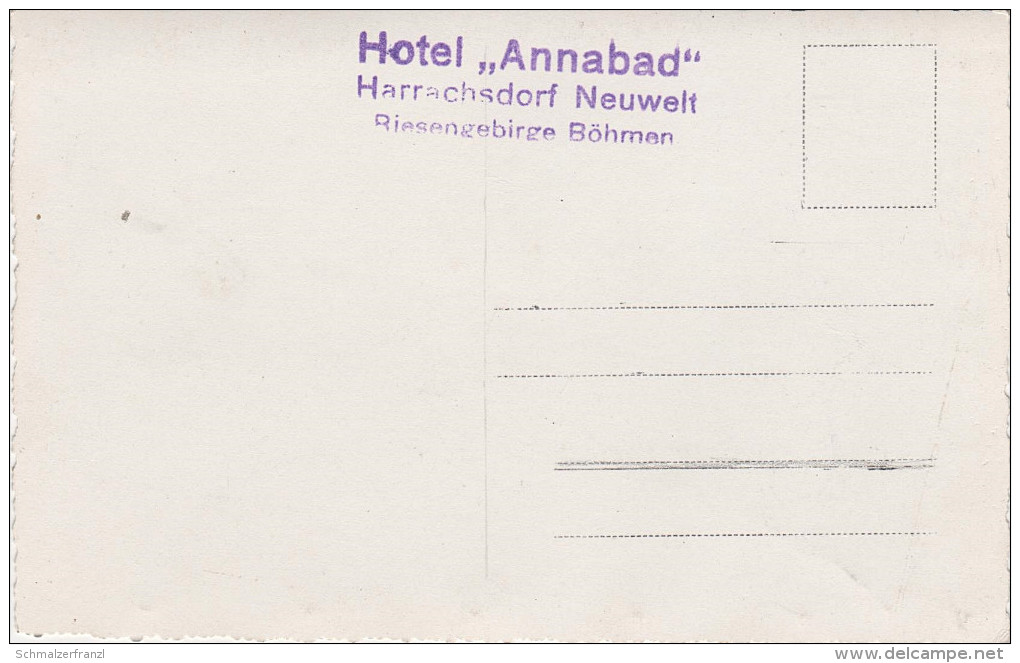 AK Harrachsdorf Harrachov Neuwelt Novy Svet Hotel Baude Annatal Annabad Stempel Strickerhäuser Seifenbach Riesengebirge - Sudeten