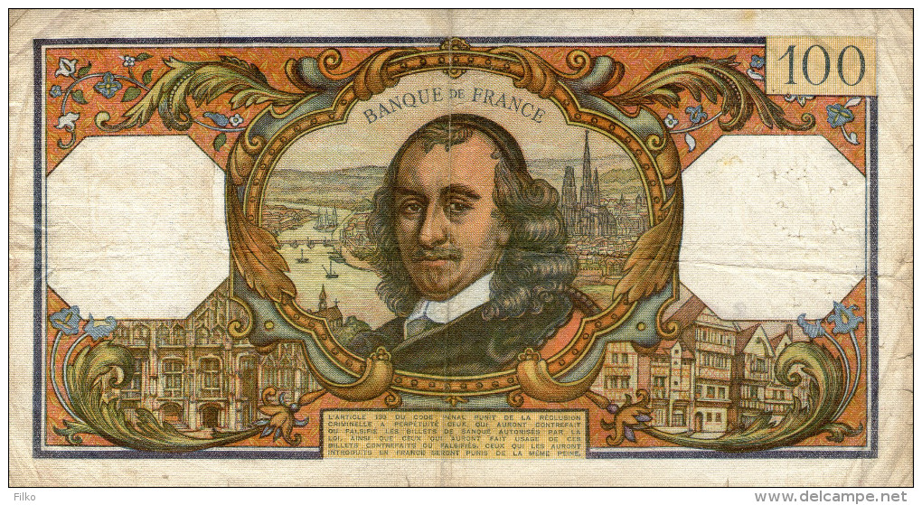 Ffrance,100 Francs, P.149b,Corneille,alphabet:E 246,O.6-4-1967.O.used,see Scan - 100 F 1964-1979 ''Corneille''