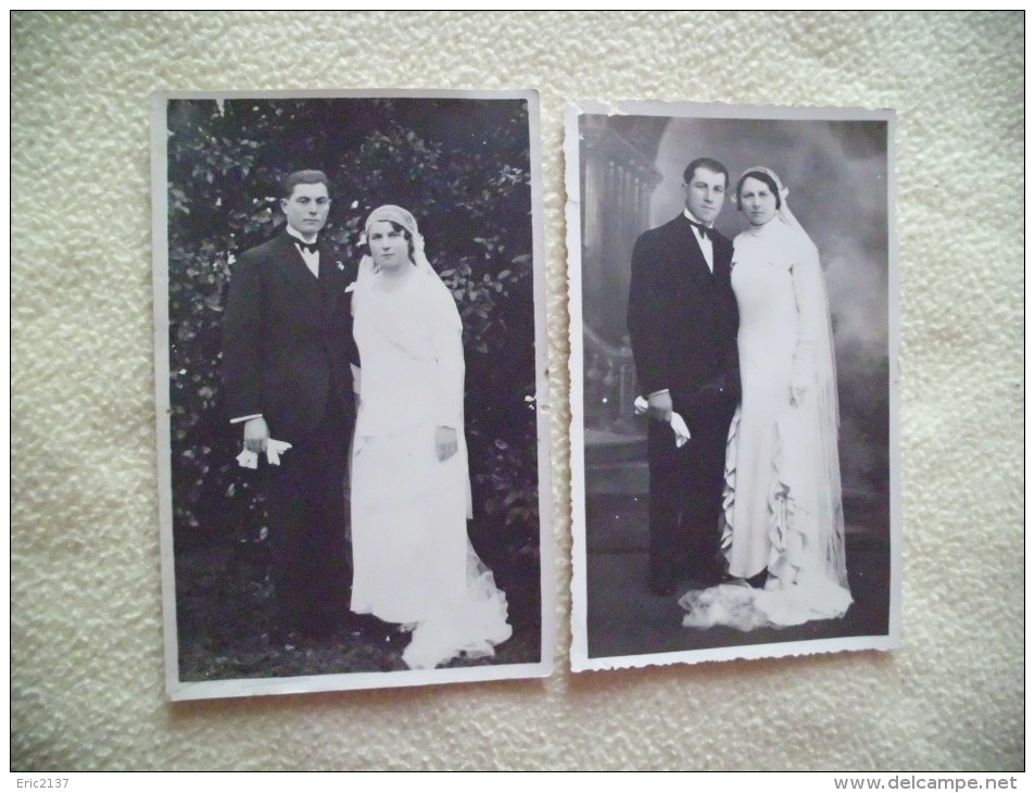 2 CARTES PHOTOS...COUPLE DE MARIES....(même Famille Et 1 Signée H.TROUVE ..A MONTENDRE) - Noces
