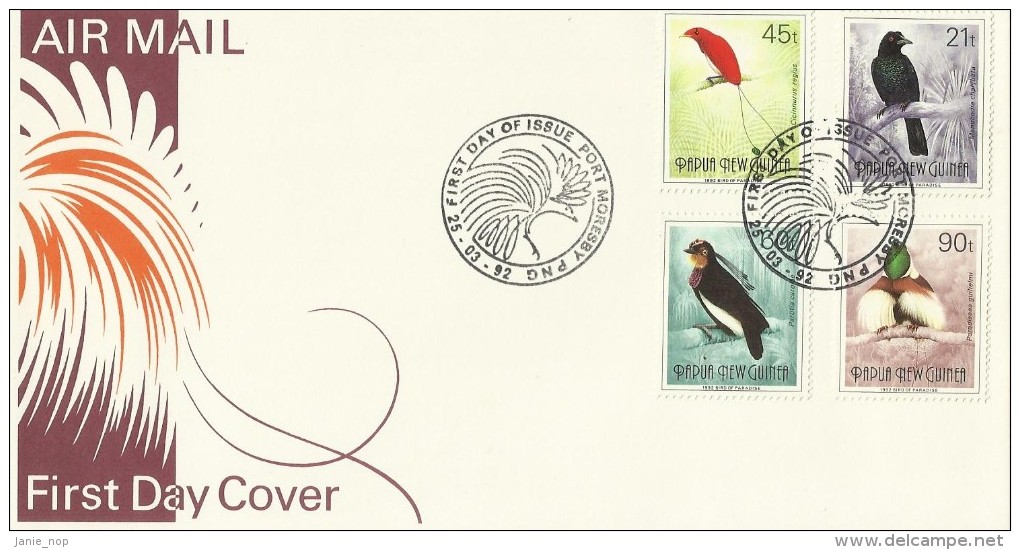 Papua New Guinea 1992 Birds Dated 25-03-92 FDC - Papoea-Nieuw-Guinea