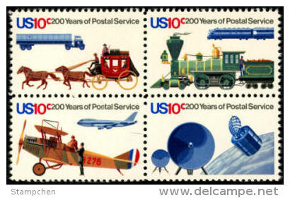 1975 USA Postal Service Bicentennial Sc#1572-75 1575a Space Satellite Plane Train Stagecoach Horse Trailer Truck Post - USA