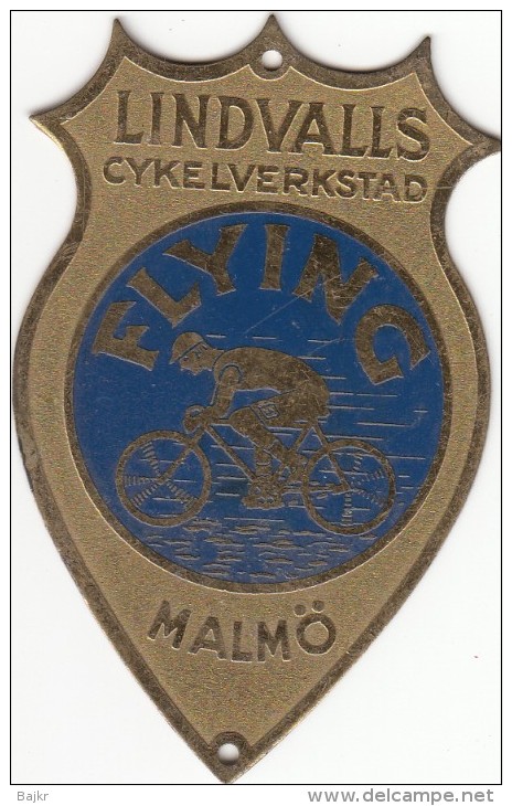 Plaque Velo -FLYNG LINDVALLS MALMO - New Unused 75x47 Mm - Luxurious - Sverige - Cycling