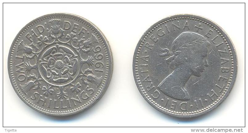 GRAN BRETAGNA  2 SHILLING  ANNO 1966 - J. 1 Florin / 2 Shillings