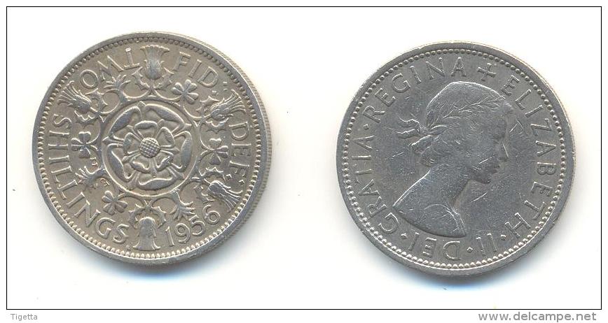 GRAN BRETAGNA  2 SHILLING  ANNO 1956 - J. 1 Florin / 2 Schillings