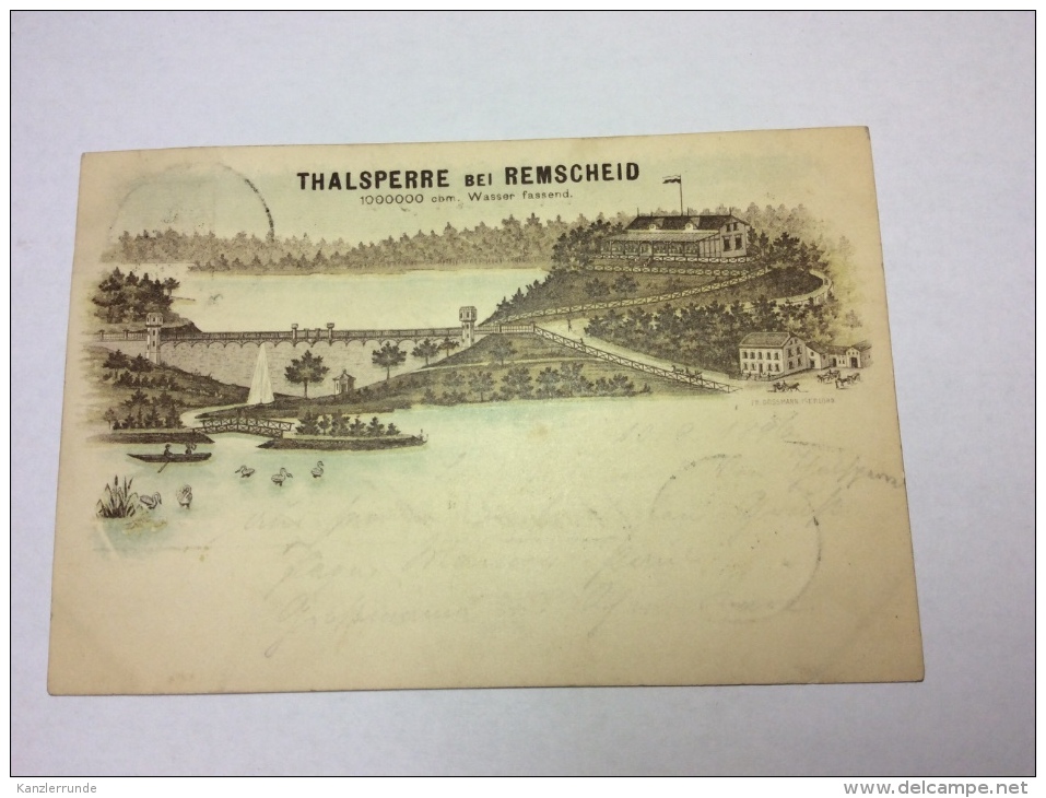 Thalsperre Talsperre Bei Remscheid PLZ 42853 Gruss Aus Postkarte Ansichtskarte AK Litho 1896 - Remscheid