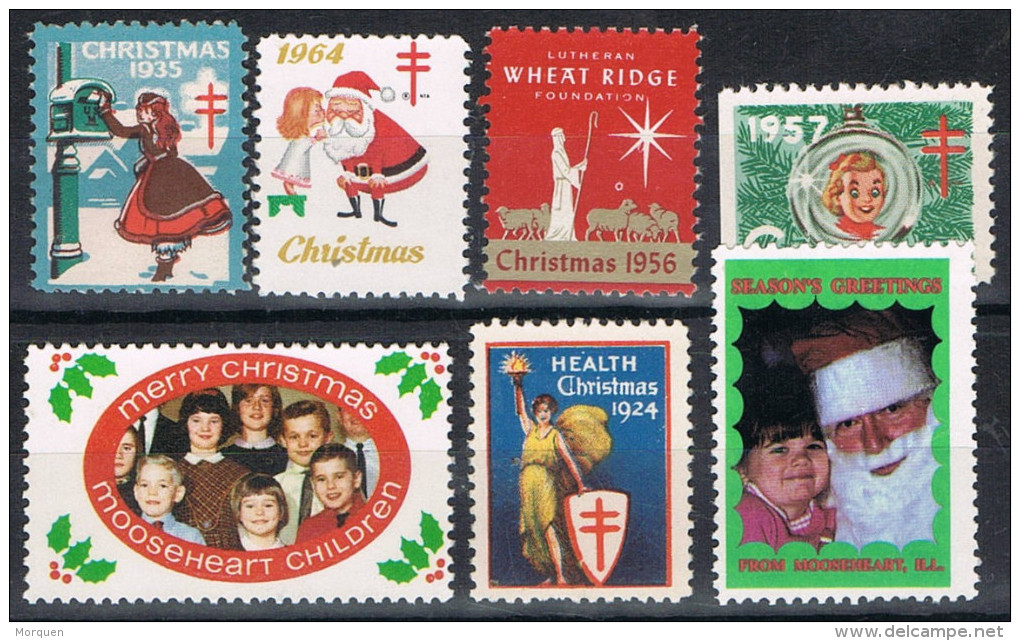 Lote 7 Stamps Christmas United States 1924-1935-196-1957-1964 ** - Other & Unclassified