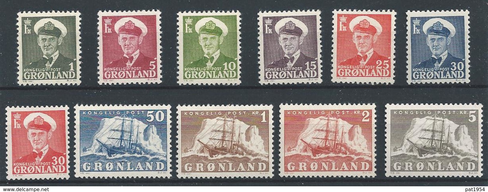 Groënland 1950/1959 N° 19/27 Neufs MNH Avec Roi Frédérik IX Et Bateau Polaire - Unused Stamps