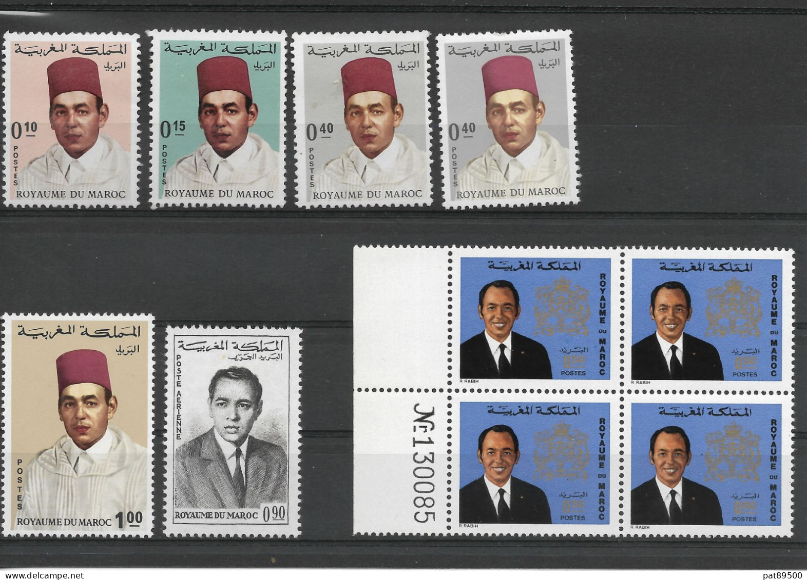 MAROC ROYAUME / Lot De 10  Timbres Neufs**  Dont 1  Bloc De 4 Avec Numéro Et PA 106 - Morocco (1956-...)