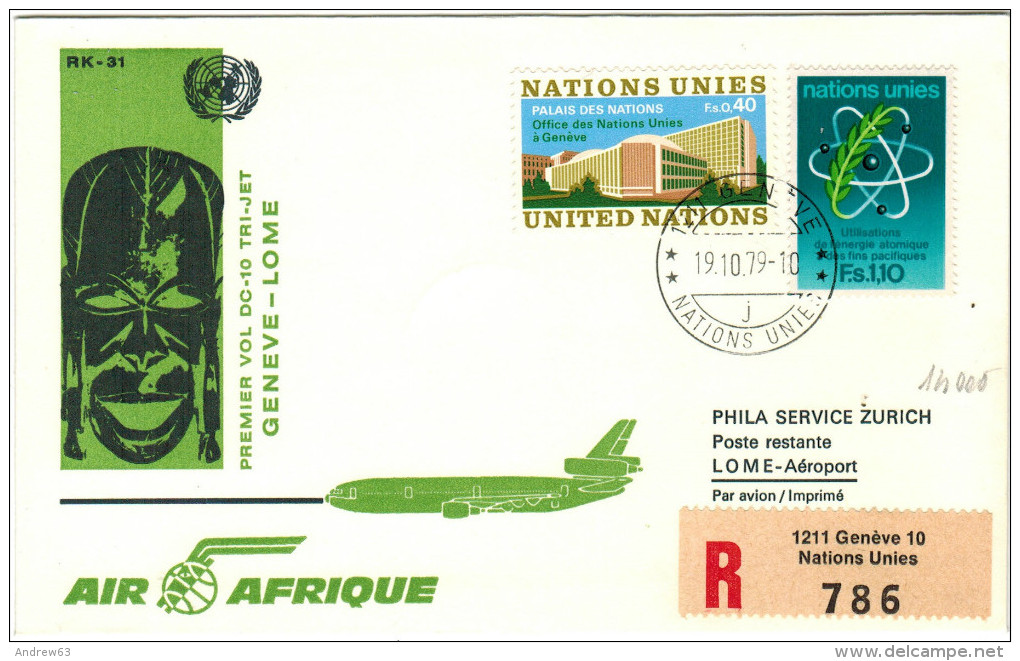 ONU - NAZIONI UNITE - UNITED NATIONS - NATIONS UNIES &ndash; 1979 &ndash; First Flight RK 31 - Premier Vol - Genève-L... - Eerste Vluchten