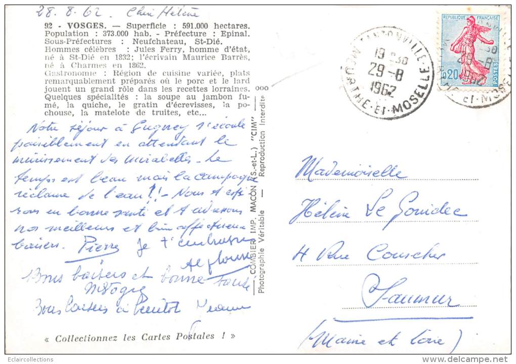 Vosges     88       Carte Du Département  Mini Vues Année  1962   ( Voir Scan) - Other & Unclassified