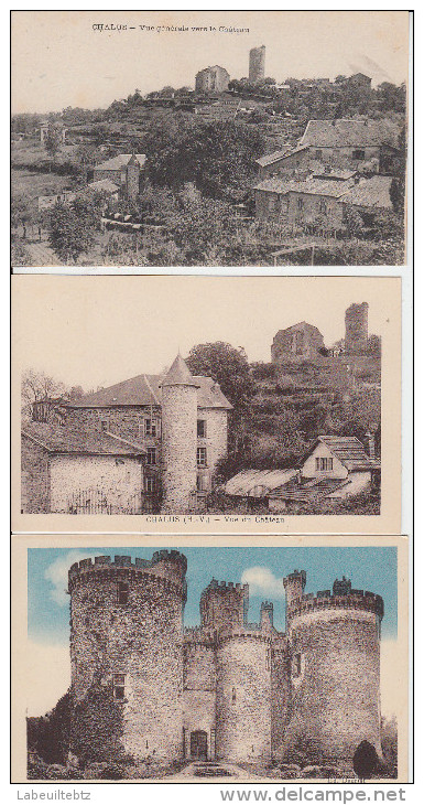 CHALUS - 3 CPA  -  Vue Générale Et Château De Montbrun - Chalus