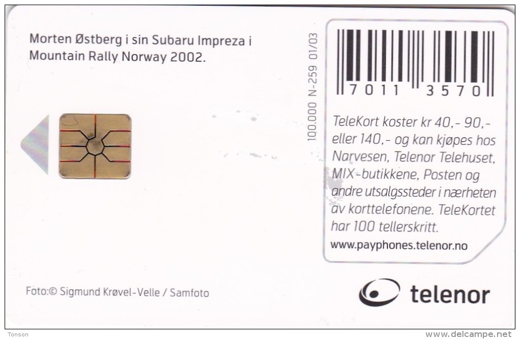Norway, N259, Rally Car, 2 Scans. - Norvège