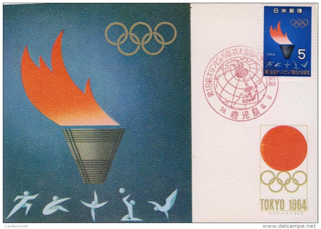 G)1964 JAPAN, OLYMPIC RINGS-STADIUMS-TORCH, TOKY 1964 MAXI CARDS, SET OF 5, XF - Tarjetas – Máxima