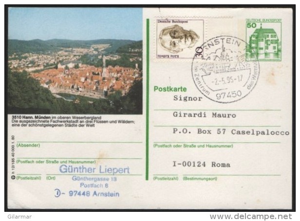 GERMANY ARNSTEIN 1995 - MAILED POSTAL CARD - HANNOVERSCH MUNDEN - Cartes Postales - Oblitérées